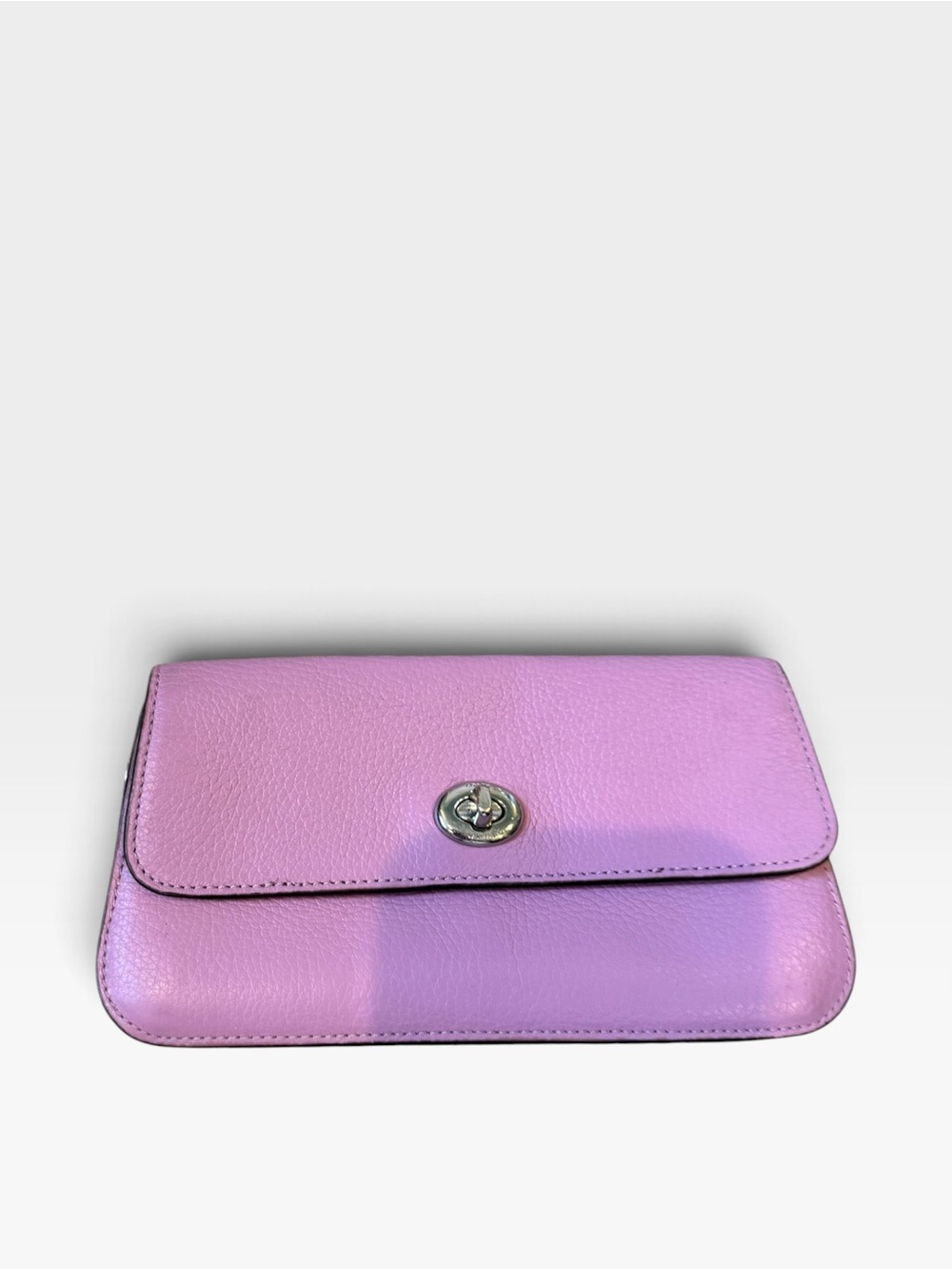 Coach Original Pebbled Leather Twist-Lock Wristlet Clutch in Violet Orchard - Picture 2 of 12